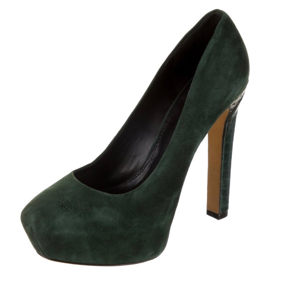 Brian Atwood Green Suede Heels